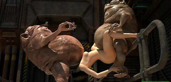  Messy Goblin Sperm. Sci-Fi 3D porn